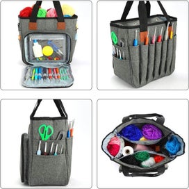 Listing 4 of 8 for Knitting Bag Yarn Tote Organizer with Inner Divider for Crochet Hooks Knitting N