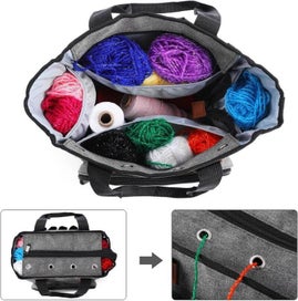 Listing 5 of 8 for Knitting Bag Yarn Tote Organizer with Inner Divider for Crochet Hooks Knitting N