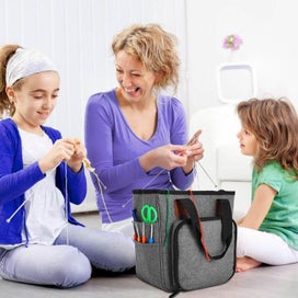 Listing 8 of 8 for Knitting Bag Yarn Tote Organizer with Inner Divider for Crochet Hooks Knitting N