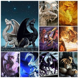 Listing 2 of 19 for Mythical Animal Pictures 5D Diamond Painting Kits Diamond Mosaic Dragon H CHK12N