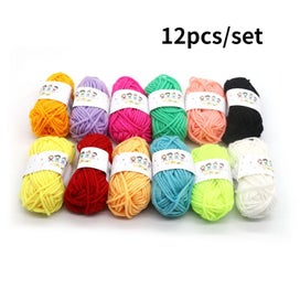 Listing 2 of 4 for 12pcs/set Hot Sale Multi Color Cotton Silk Knitting Yarn Soft Warm Baby Y CHK12N