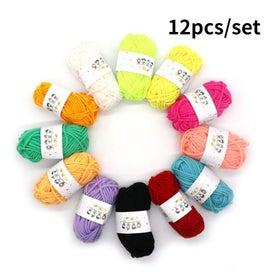 Listing 4 of 4 for 12pcs/set Hot Sale Multi Color Cotton Silk Knitting Yarn Soft Warm Baby Y CHK12N