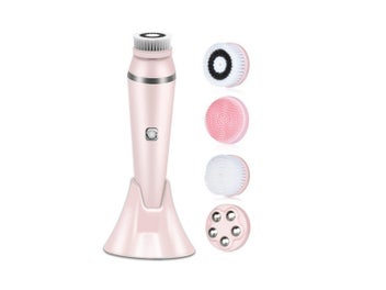 Listing 3 of 3 for 4-in-1 Electric Face Cleansing Brush Facial Massage Brush Beauty Tool - Pink