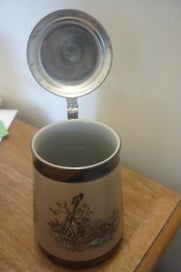 Listing 3 of 7 for GERMAN POTTERY TANKARD WITH PEWTER LID