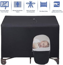 Listing 8 of 12 for Blackout Crib Cover Travel Baby Bed Tent Cot Canopy Shade i2490BK0