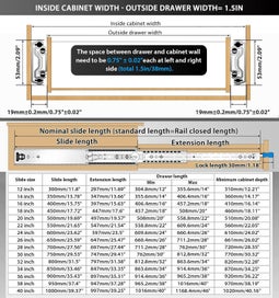 Listing 12 of 12 for Drawer Slides 900mm x 53mm With Lock Heavy Duty Runners | Ball Bearing Runners