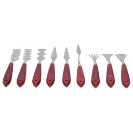 Listing 3 of 3 for 9Pcs Palette Knife Shaped Wooden Handle Oil Painting Pallet Art Spatula Mixing