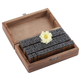 Listing 2 of 3 for 70PCS Vintage Wood Alphabet Letter Rubber Stamps Small Wooden Box