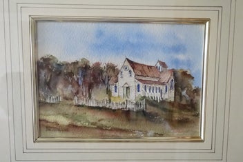 Listing 2 of 5 for P O'Sullivan Watercolour St Mary's church Meeanee Napier NZ