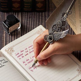 Listing 1 of 13 for Quill Feather Calligraphy Writing Pen Wings Gift Set *Local Clearance*