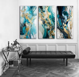 Listing 1 of 3 for ON SALE FREE SHIPPING - 3 Piece Canvas Art Print - Luxury Abstract Marble Art