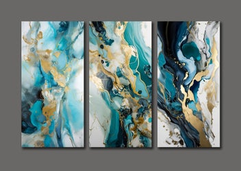 Listing 3 of 3 for ON SALE FREE SHIPPING - 3 Piece Canvas Art Print - Luxury Abstract Marble Art