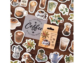 Listing 3 of 9 for 45pcs/pack Vintage Rooftop Coffee Shop Stickers Set For Journal Planner Diy