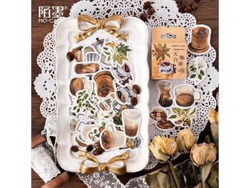 Listing 1 of 9 for 45pcs/pack Vintage Rooftop Coffee Shop Stickers Set For Journal Planner Diy
