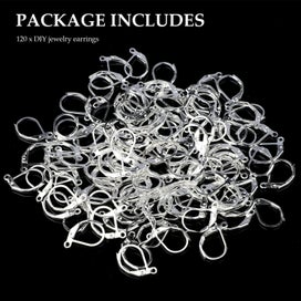 Listing 9 of 10 for Silver Earring Hooks DIY Jewelry Beads Ear Wires Making Supplies Kit 120/240PCS