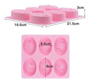 Listing 3 of 3 for Soap Mold Honey Bee Reusable x 6 oval molds