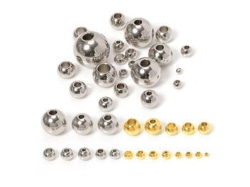 Listing 3 of 11 for 100pcs 3-10mm Stainless Steel Beads For Jewelry DIY