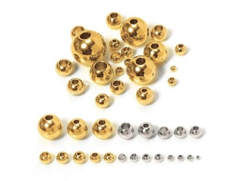 Listing 4 of 11 for 100pcs 3-10mm Stainless Steel Beads For Jewelry DIY