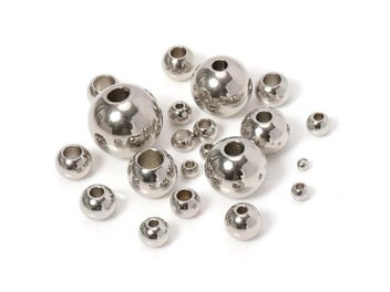 Listing 6 of 11 for 100pcs 3-10mm Stainless Steel Beads For Jewelry DIY