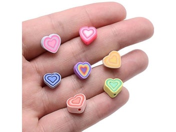 Listing 5 of 10 for 30/50pcs Colorful Melaleuca Heart Shape Clay Beads Polymer Clay Spacer Beads