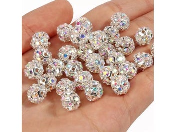 Listing 3 of 10 for 6mm 8mm 10mm AB Color Rhinestone Ball Beads Metal Crystal For Jewelry DIY