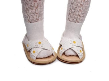 Listing 5 of 9 for Baby Girls Anti-slip Soft Sole Sandals Floral Applique Pattern