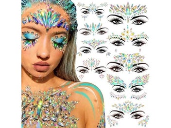 Listing 3 of 10 for 3D Acrylic Glitter Rhinestone Temporary Face Tattoo For Kids Holiday Party