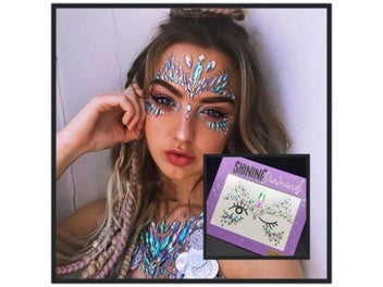 Listing 4 of 10 for 3D Acrylic Glitter Rhinestone Temporary Face Tattoo For Kids Holiday Party