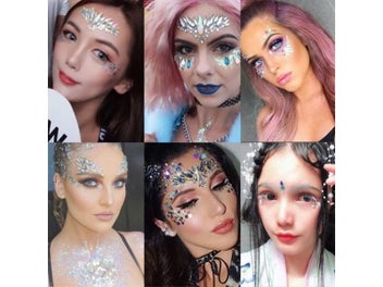 Listing 7 of 10 for 3D Acrylic Glitter Rhinestone Temporary Face Tattoo For Kids Holiday Party