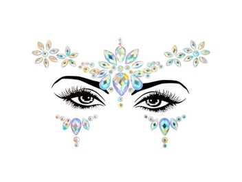 Listing 8 of 10 for 3D Acrylic Glitter Rhinestone Temporary Face Tattoo For Kids Holiday Party