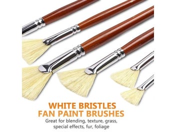 Listing 3 of 9 for 7pcs Fan Bristle Paint Brush Set 100 Natural Hog Bristle Anti-Shedding Tip For