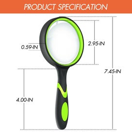 Listing 3 of 6 for 2 Pack 10X Magnifying Glass for Seniors Kids Non-Slip Handheld Magnifier
