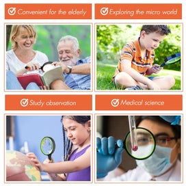 Listing 5 of 6 for 2 Pack 10X Magnifying Glass for Seniors Kids Non-Slip Handheld Magnifier