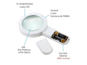 Listing 7 of 11 for 30X Handheld Magnifier 12 LED Illuminated Magnifying Glass With Light For