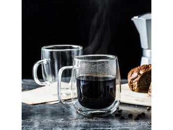 Listing 5 of 10 for Double Wall High Borosilicate Glass Mug Heat Resistant Handle For Drinks