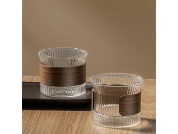 Listing 4 of 10 for GIANXI Japanese Style Tea Cups With Walnut Sleeve High Grade Transparent Mug