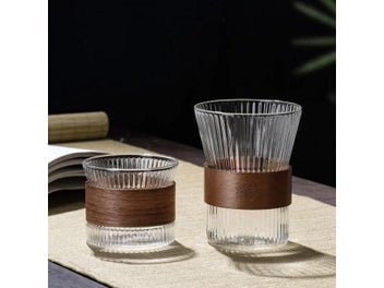 Listing 8 of 10 for GIANXI Japanese Style Tea Cups With Walnut Sleeve High Grade Transparent Mug