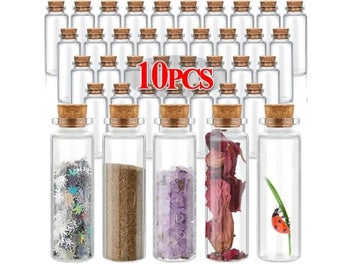 Listing 3 of 10 for 10Pcs Mini Clear Glass Bottles With Cork Stopper For Wedding DIY