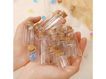 Listing 4 of 10 for 10Pcs Mini Clear Glass Bottles With Cork Stopper For Wedding DIY