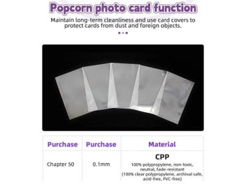 Listing 5 of 10 for 50/100Pcs Korea Card Sleeves Clear Acid Free-No CPP HARD 3 Inch Photocard Film