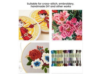 Listing 5 of 9 for Hot 19Pcs Metallic Embroidery Skein Threads Multi-Color Embroidery Floss