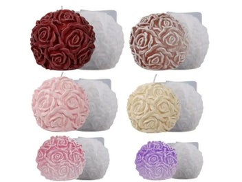 Listing 5 of 9 for 3D Rose Ball Aromatherapy Candle Soap Mould Rose Flower Cake Decoration Scented