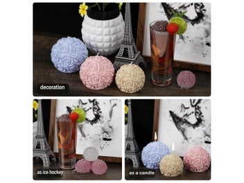 Listing 6 of 9 for 3D Rose Ball Aromatherapy Candle Soap Mould Rose Flower Cake Decoration Scented