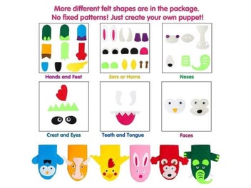 Listing 5 of 9 for 6Pcs Hand Puppet Making Kit For Kids Art Craft Felt Toys Make Your Own Sock