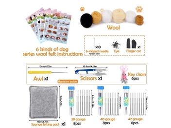 Listing 1 of 9 for KRABALL Dog Wool Felting Non-Finished Material Package For DIY Doll Toy Gift