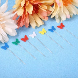 Listing 3 of 3 for 200Pcs Colorful Quilting Pins Flat Head Sewing Pins with Plastic Box