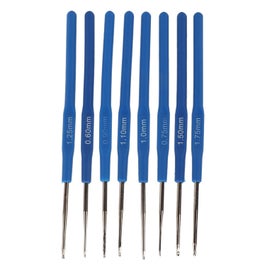 Listing 2 of 3 for 8pcs Crochet Hooks Blue Thin Ergonomic Handle