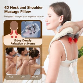 Listing 2 of 6 for Shoulder Massager Cordless Neck Massage Pillow Muscle Kneading Massager Beige
