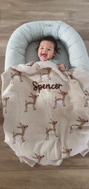 Listing 5 of 6 for Personalised Cotton Hand Embroidered Deer Baby Blanket