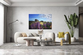 Listing 1 of 3 for Rokit Wall Art Lupins At Tekapo Church Giclee Canvas Print